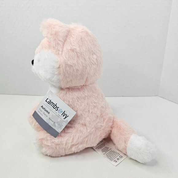 Lamb & Ivy Baby Fox Renard Plush Peachy Pink Embroidery Eyes Stuffed Animal Toy - Picture 3 of 13